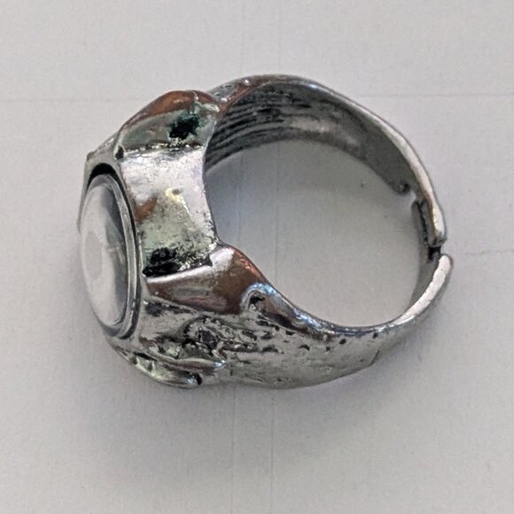 Vintage Adjustable Silver Tone Compass Ring - Picture 3 of 5